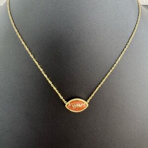 Kendra Scott Football Necklace Gold & Orange Goldstone